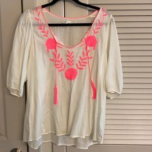 urban outfitters blouse w neon pink detailing